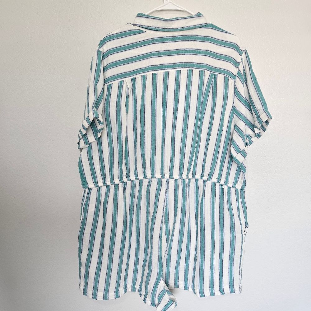 NWT Old Navy Crinkle Gauze Button Down Romper Blue White Stripe XXL Petite - Picture 6 of 7